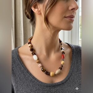 Bohemian /artisan Earth-Tone Statement Necklace. Earthly warm tones.Handcrafted
